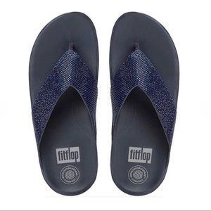 FitFlop Blue Crystall Navy Rhinestone Flip Flop Sandals